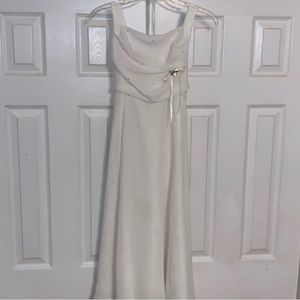Girls Sz14 White Pearl Strap Long Dress